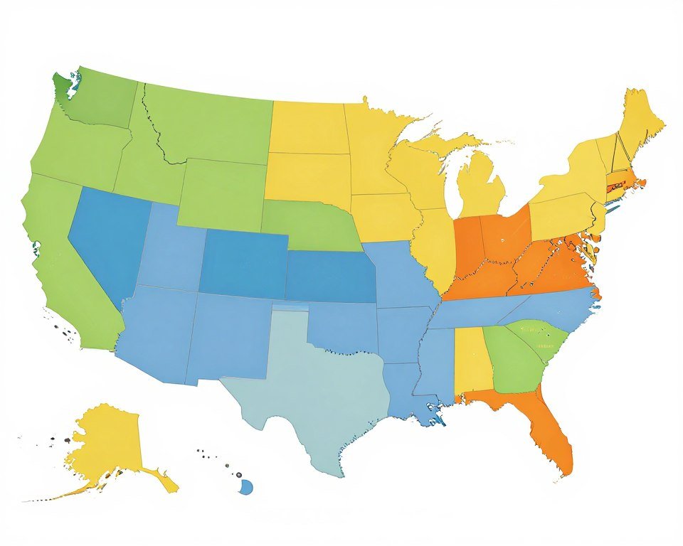 US territory map showing distribution zones