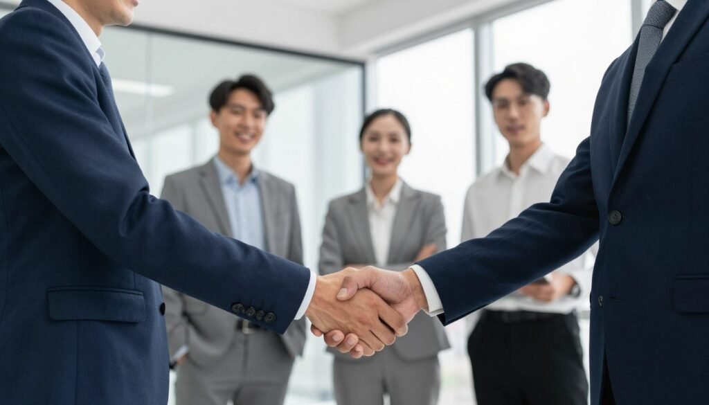 business partnership handshake for distributor agreement