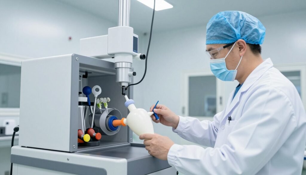 quality control inspection in medical device factory