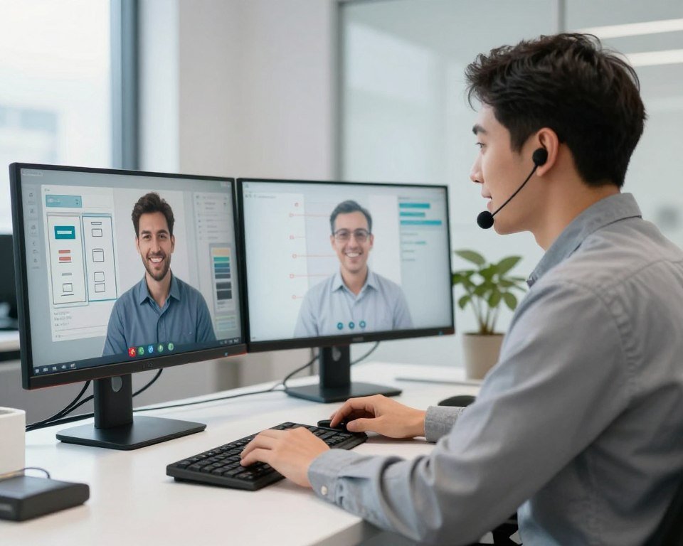 technical support team assisting customer via video call